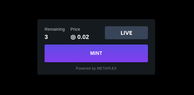 Figura 2. Botón para acuñar un NFT CandiMachine
